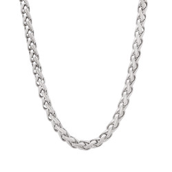 3.5mm High-Polished Stainless Steel Wheat Chain Necklace, 20'22'24" + Jewelry Cloth & Pouch (SKU: ST-SSWT400)