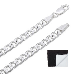4.5mm Solid .925 Sterling Silver Beveled Curb Chain Necklace