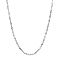 1.7mm Polished Rhodium Plated Silver Round Box Chain Necklace