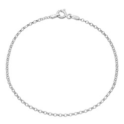 1.7mm Solid .925 Sterling Silver Round Rolo Chain Bracelet