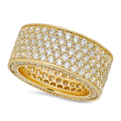 Hip Hop 14k Gold Plated Iced Out Micropave CZ 13mm Eternity Band Ring + Jewelry Polishing Cloth (SKU: RN1171)