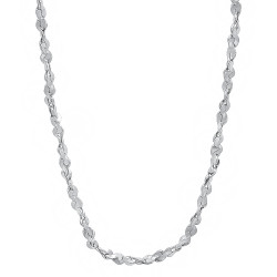 2.7mm Rhodium Plated Twisted Singapore Chain Necklace