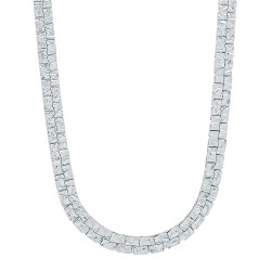 5.7mm Rhodium Plated Flat Nugget Chain Necklace (SKU: RL-RM1)