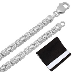 5mm Solid .925 Sterling Silver Puffed Puffed Byzantine Chain Necklace (SKU: SS-NC1004)