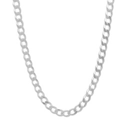 5.2mm Solid .925 Sterling Silver Beveled Curb Chain Necklace (SKU: SS-GSL120)