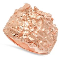 Men's Rose Gold Plated Chunky Nugget Pinky Ring + Microfiber