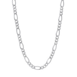 3.7mm High-Polished 0.25 mils (6 microns) Rhodium Brass Flat Figaro Chain Necklace, 16'-36' + Jewelry Cloth & Pouch (SKU: RL-008C)