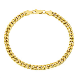 5mm 14k Yellow Gold Plated Beveled Curb Chain Bracelet