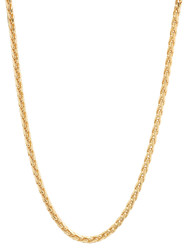 3.1mm 14k Yellow Gold Plated Braided Wheat Chain Necklace