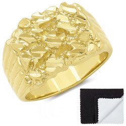 Men's 14k Yellow Gold Plated Chunky Nugget Ring Size 7,8,9,10,11,12,13,14,15,16 (SKU: GL-MN3)