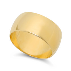 14k Yellow Gold Heavy Plated 10mm Wide Smooth Domed Wedding Band Ring + Microfiber (SKU: GL-WB9)