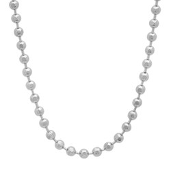 3mm Rhodium Plated Brass Rhodium Plated Brass Rhodium Plated Ball Military Bead Chain Necklace (SKU: NEC352)