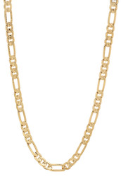 4.9mm High-Polished 0.25 mils (6 microns) 14k Yellow Gold Plated Flat Figaro Chain Necklace, 7'-30' (SKU: GL-NC1008)