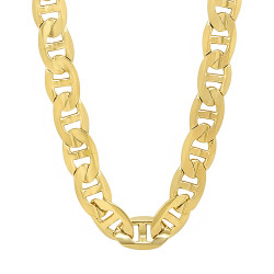 8.8mm 14k Yellow Gold Plated Flat Mariner Chain Necklace (SKU: GFC118)