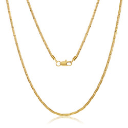 6 microns 7-30 Jewelry Cloth & Pouch 24k Yellow Gold Plated Mariner Chain Necklace The Bling Factory 2.6mm 0.25 mils 