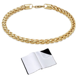 5mm 14k Yellow Gold Plated Braided Wheat Chain Bracelet (SKU: GL-97BB)