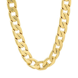 Men's 11.5mm 0.25 mils (6 microns) 14k Yellow Gold Plated Beveled Curb Chain Necklace, 7'-36' + Jewelry Cloth & Pouch (SKU: GL-037C)