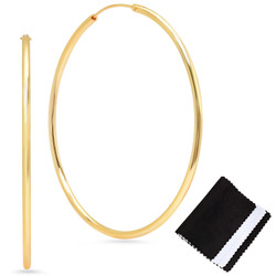 2mm Gold Plated Continuous Endless Hoop Earrings