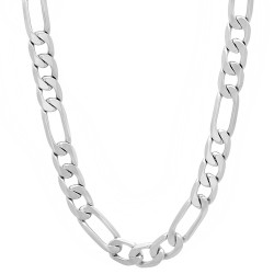 6mm Rhodium Plated Brass Rhodium Plated Brass Rhodium Plated Flat Figaro Chain Necklace (SKU: GFC130)