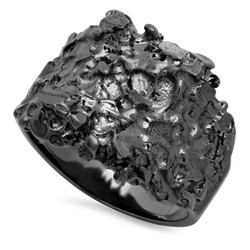 Black Plated Nugget Ring + Jewelry Polishing Cloth (SKU: BL-MN1)