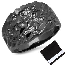 Black Plated Chunky Nugget Pinky Ring, Size 7-15 (SKU: BL-MN2)