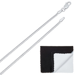 Women's 1.8mm .925 Sterling Silver Nickel Free Beveled Curb Chain Necklace, 14'-30' + Jewelry Cloth & Pouch (SKU: SS-NC1013)