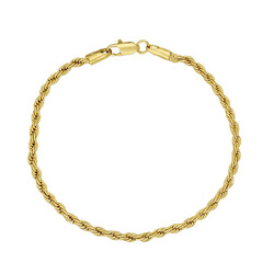 2.8mm 14k Yellow Gold Plated Twisted Rope Chain Bracelet