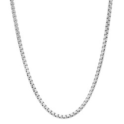 2mm Polished Rhodium Plated Silver Round Box Chain Necklace