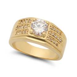 Classic Square 14k Yellow Gold Plated Cubic Zirconia Micro Pave Accent Ring (SKU: GL-MN51A)