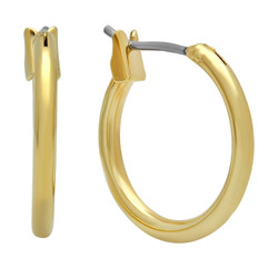 Gold Plated 17mm Smooth Round Hoop Earrings + Microfiber