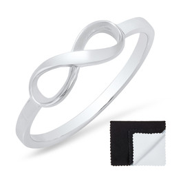 925 Sterling Silver High Polished Infinity Knot Promise Ring + Bonus Cleaning Cloth (SKU: SS-RN1087)