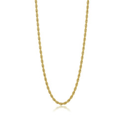 5.9mm Polished 14k Gold Plated Stainless Steel Twisted Rope Chain Necklace, 24'26'30" (SKU: ST-ROP590G)