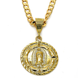 Polished 14k Yellow Gold Plated Type Type Type Pendant, 56mm x 33mm (' x ') (SKU: GL-PD1018)