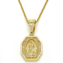 Polished 14k Yellow Gold Plated Type Type Type Pendant, 36mm x 16.5mm (⅖ inches' x ⅔ inches')