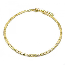 3.4mm Polished 14k Yellow Gold Plated C-CHAIN Anklet, 11 inches (SKU: GL-AK1042)