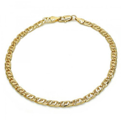 4.5mm Polished 14k Yellow Gold Plated Flat Fancy Link Chain Anklet, 10 inches (SKU: GL-AK1041)