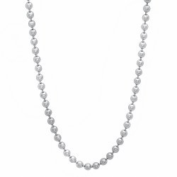 2.3mm High-Polished 0.25 mils (6 microns) Rhodium Brass Round Bead Chain Necklace, 7'-36' + Jewelry Cloth & Pouch (SKU: RL-069B)