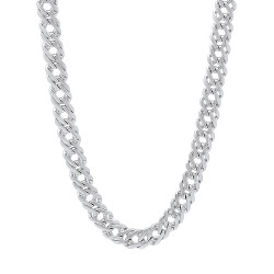 Men's 5mm High-Polished 0.25 mils (6 microns) Rhodium Brass Flat Venetian Chain Necklace, 7'-30' + Jewelry Cloth & Pouch (SKU: RL-061A)