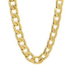 Men's 9.5mm 14k Yellow Gold Plated Beveled Curb Chain Necklace + Gift Box