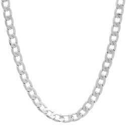 4mm Rhodium Plated Brass Rhodium Plated Brass Rhodium Plated Beveled Curb Chain Necklace (SKU: RL-37AA)