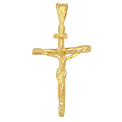 Gold Plated 3-Dimensional Crucifix Pendant + Jewelry Polishing Cloth (SKU: GL-R2)