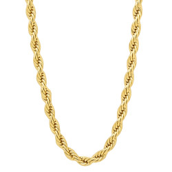 4mm Polished 14k Yellow Gold Plated Twisted Rope Chain Necklace + Gift Box (SKU: GFC104-BX)