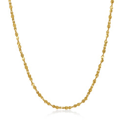 2mm 14k Yellow Gold Plated Twisted Singapore Chain Necklace + Gift Box (SKU: GL-029-BX)