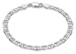 5.3mm .925 Sterling Silver Diamond-Cut Flat Mariner Chain Bracelet + Gift Box (SKU: NC1010B-BX)