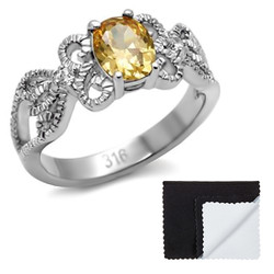 Stainless Steel Champagne Cubic Zirconia Intertwined Band Ring (SKU: ST-RN1037B)
