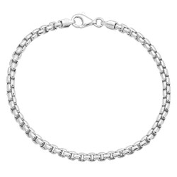 3.5mm Solid .925 Sterling Silver Square Box Chain Bracelet