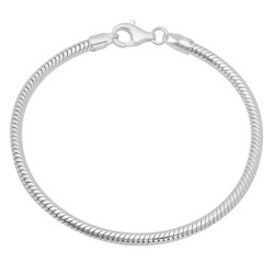 3mm Solid .925 Sterling Silver Round Snake Chain Bracelet