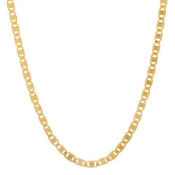 2.6mm 14k Yellow Gold Plated Flat Mariner Chain Necklace