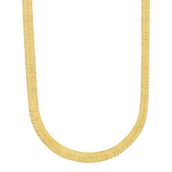 4.5mm 0.25 mils (6 microns) 14k Yellow Gold Plated Herringbone Chain Necklace, 7'-24' + Jewelry Cloth & Pouch (SKU: GFC121)