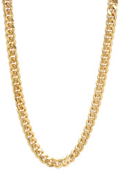 7.1mm 14k Yellow Gold Plated Flat Cuban Link Curb Chain Necklace (SKU: GL-NC1009)